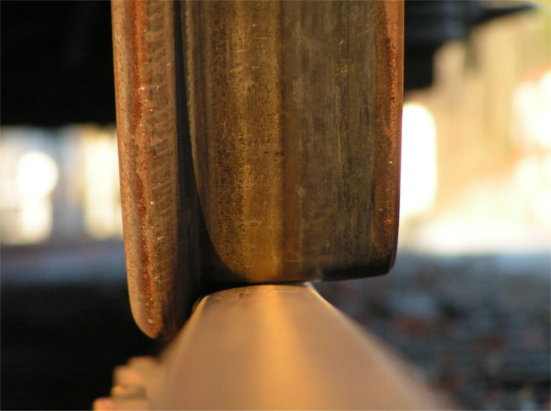 Detailaufnahme Rad-Schiene-Kontakt am Gleis
